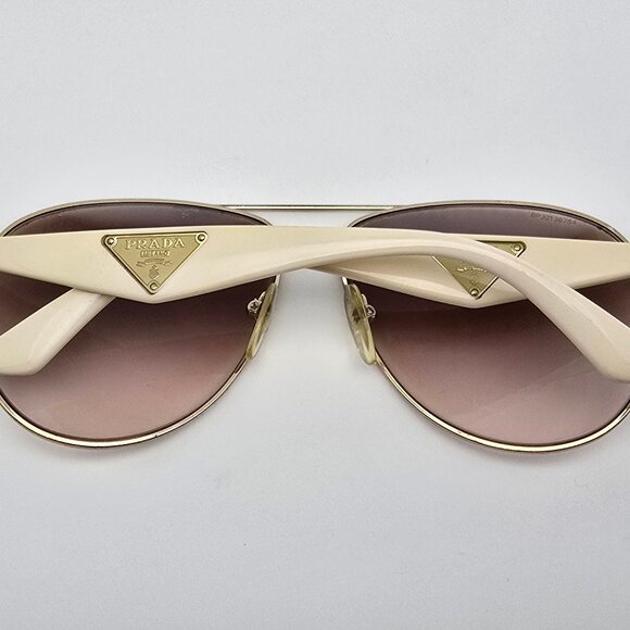 Prada SPR53Q ZVN-0A6 Pale Gold Frame Brown Gradient Lens Aviator Sunglasses 60mm - Picture 9 of 12